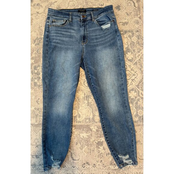 Judy Blue Women's Skinny Fit High Rise Raw Hem Denim Jeans Size 16W Stretch - Picture 1 of 10